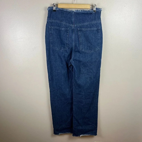WeWoreWhat Frayed Straight Leg Jeans Size 29 True Blue Indigo Denim High Rise - Picture 3 of 11